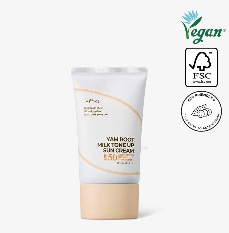 ISNTREE Yam Root Milk Tone Up Sun Cream 50ml | Vegan SPF50+ Brightening Sunscreen