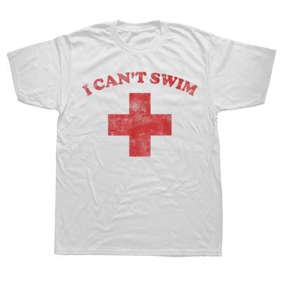 Lustiges Ich kann nicht schwimmen Rettungsschwimmer Grafik T-Shirts T-Shirt Herren Damenmode Lässig Übergroß 100% Baumwolle Vatertags T-Shirt