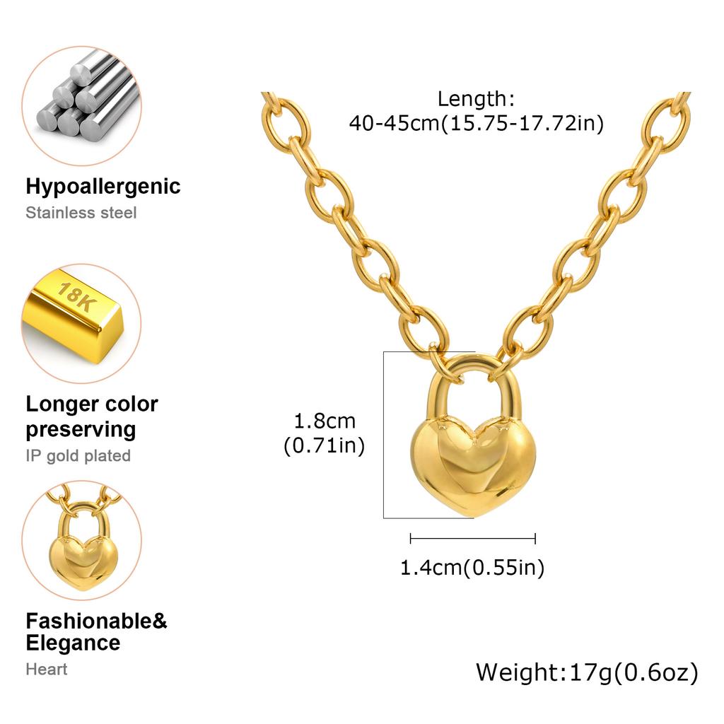 High Quality Heart-shaped Lock Necklace for Women,Luxurious Stainless Steel Link Chain Necklaces,Fashion Mother's Day Gift