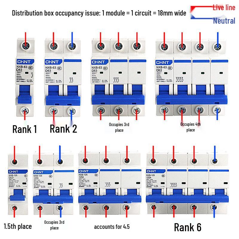 Chint NXB Air Switch Circuit Breaker: 1P, 2P, 3P, 4P Household Type D Three-Phase Disconnector 380V.