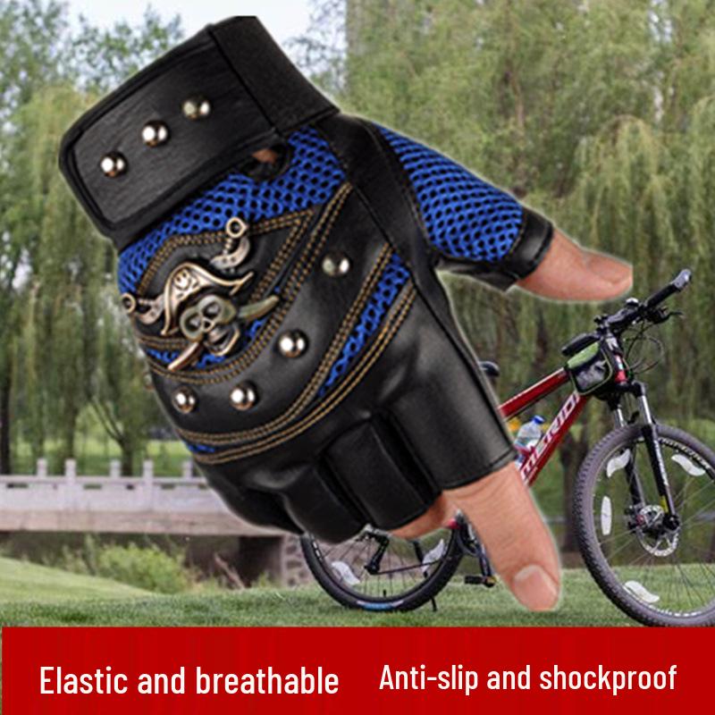 Men's Half-Finger Mountaineering & Cycling Gloves - Non-Slip, Breathable, Wrist Support, Wear-Resistant