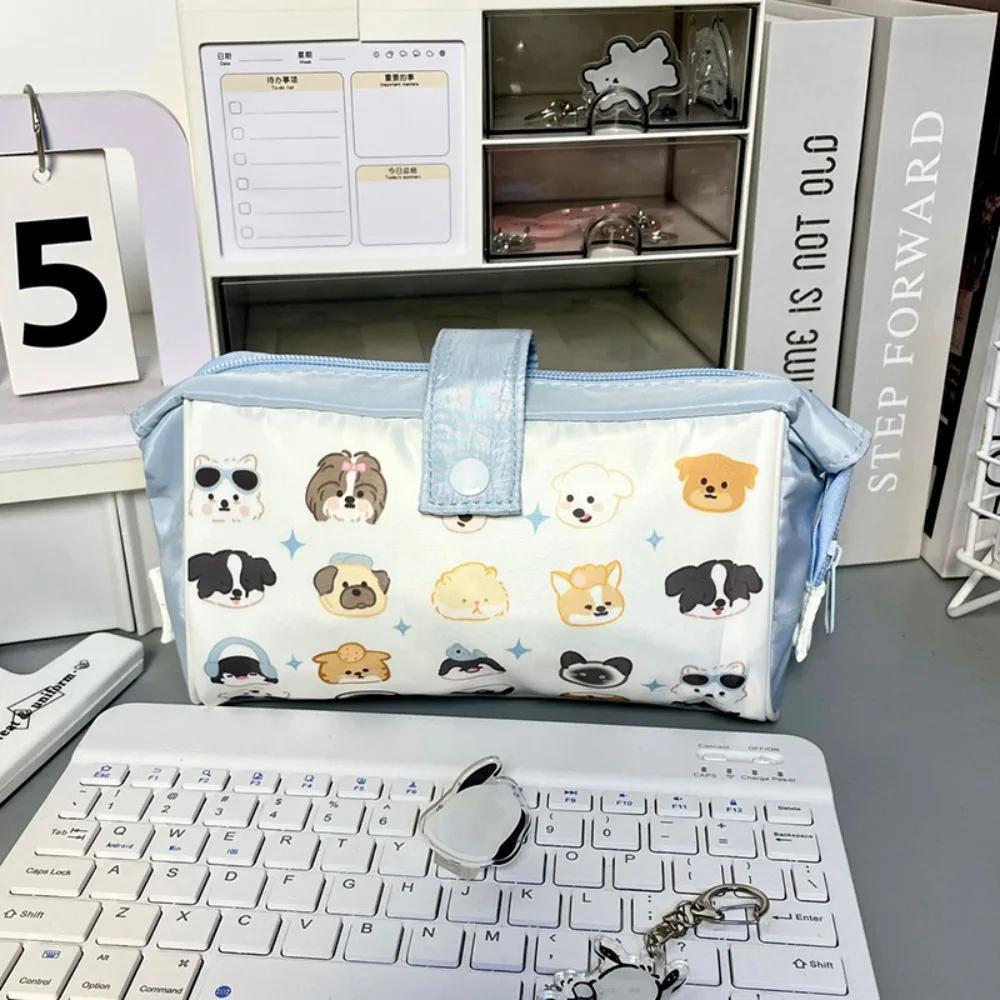 Cartoon Canvas Pen Bag Portable Large Capacity Pencil Case Multifunction Pen Pouch Gift