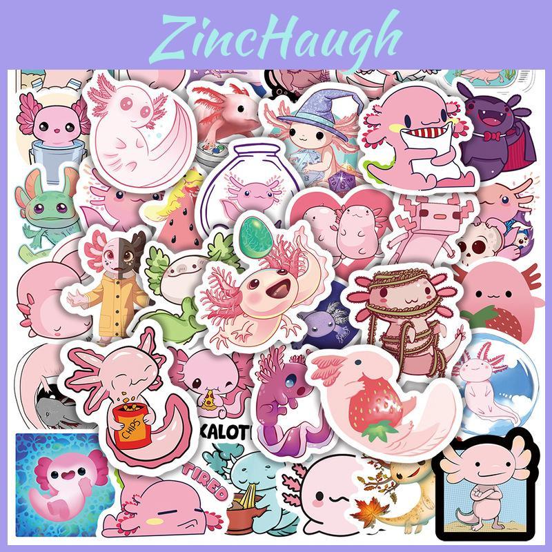 50pcs Axolotl Stickers Waterproof Reusable Adhesive For Laptop/phone/suitcase