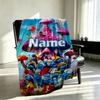 Custom Name Personalized Blue Smurfs Print Blanket, Home Decor, Bedroom, Sofa, Camping, Couch, Gifts for Birthday Christmas