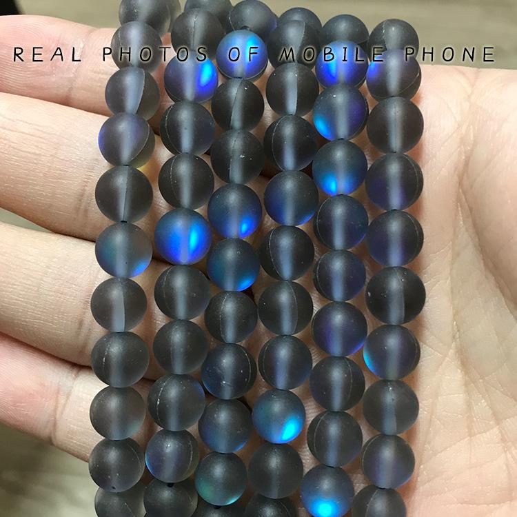 Gray Frosted Glitter Crystal Natural Stone Beads for DIY Jewelry Accessories. 6mm, ~62 beads/strand, ~20g