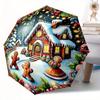 Christmas Decorative Automatic Folding Umbrella Festive Design With 8 Ribs Lightweight Retractable Compact For Outdoor Travel Giftst75