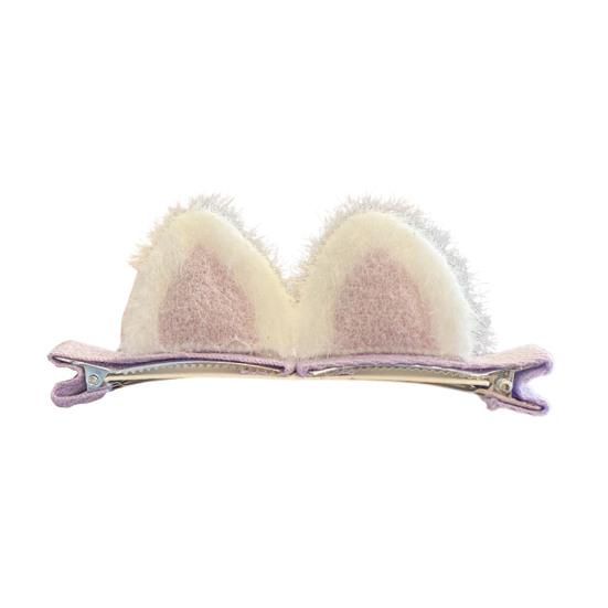 Yousheng Hair Pin 3D Cat Ear Plush Hair Clip Soft Fluffy Vibrant Colors Rounded Metal Clamp Kids Hairpin Autumn Winter Hairstyles School Travel Party