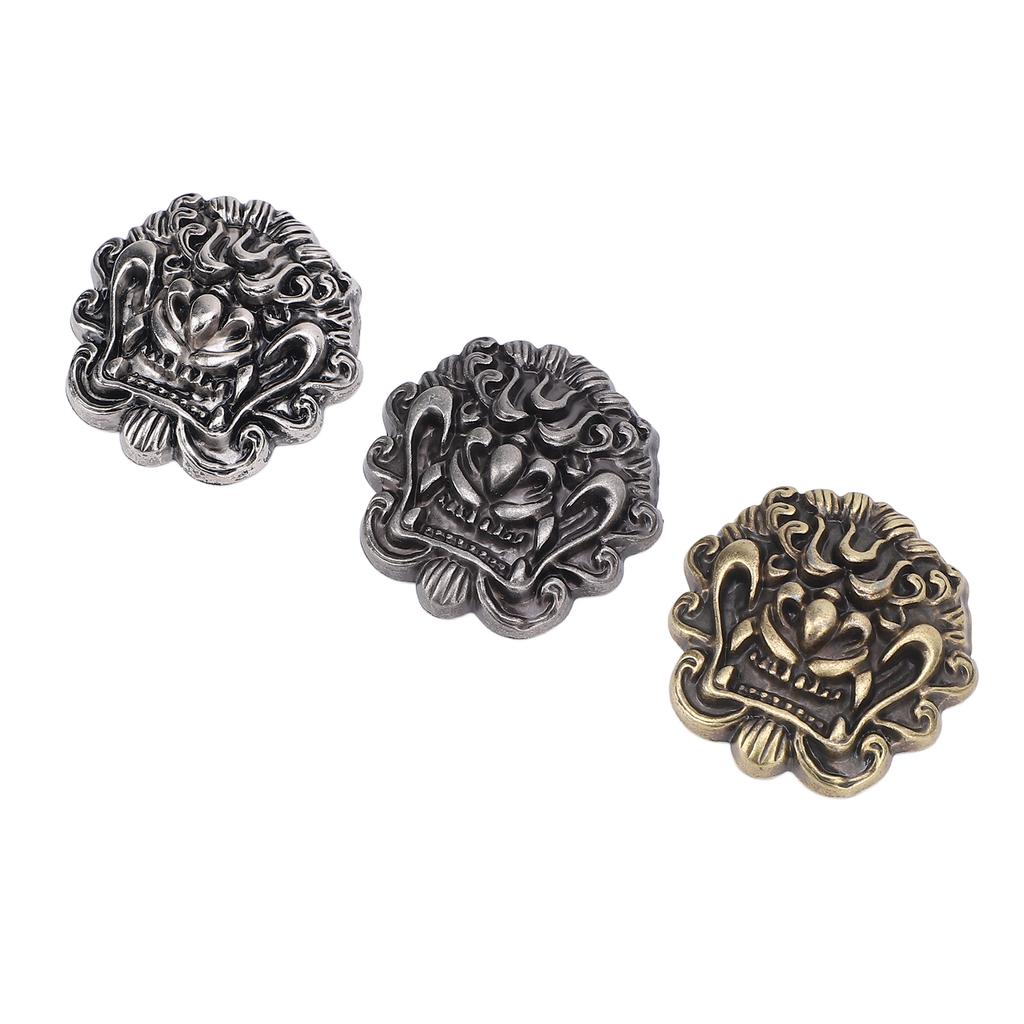 3 Set Dragon Pattern Metal Buttons Vintage Metallic Retro Clothing Buttons for Handcraft
