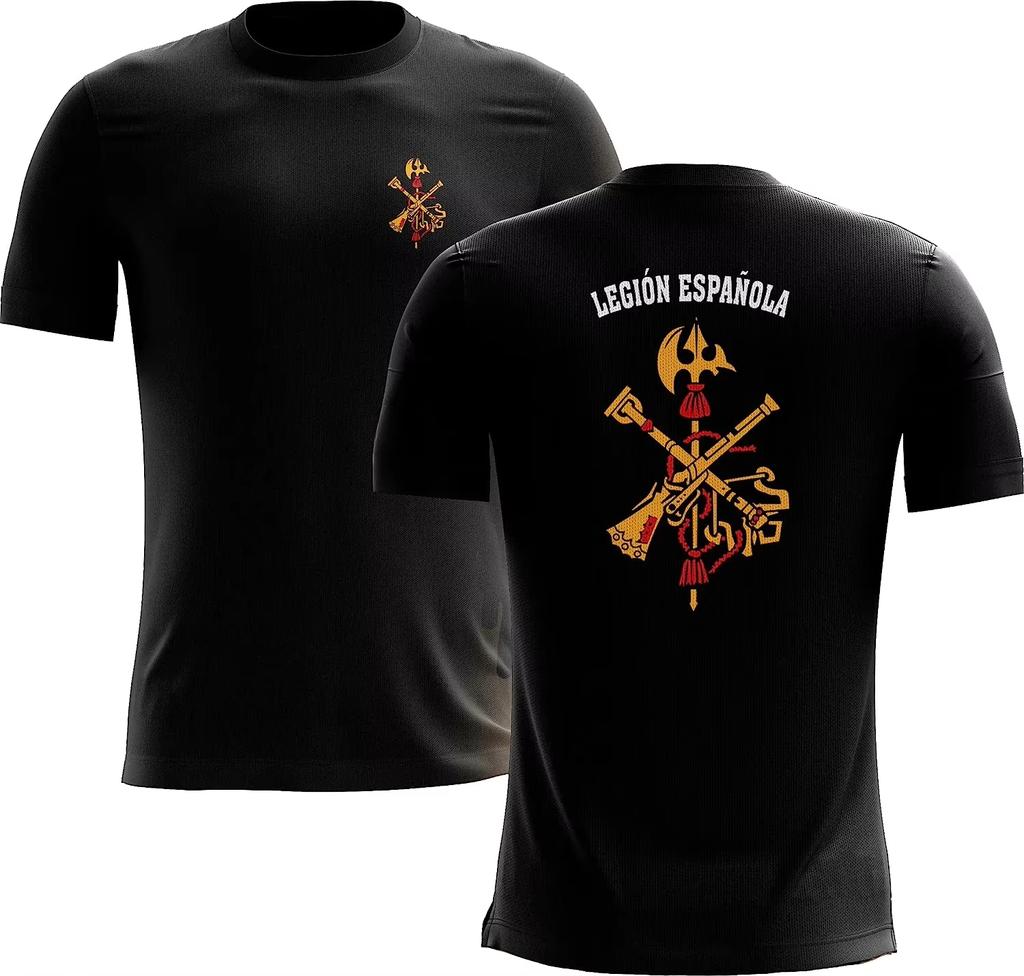 T-shirt en coton unisexe Légion Espagnole Style Emblème Militaire Vintage Tendance Décontractée Extérieur Mode