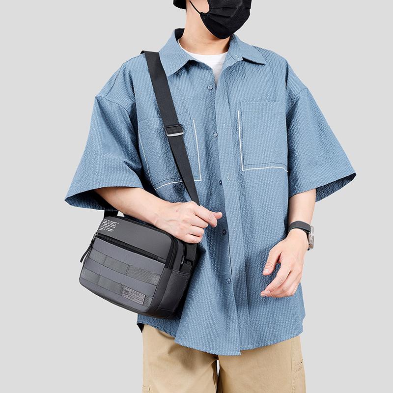 Borsa a tracolla leggera da uomo multistrato in nylon, alla moda, casual, per viaggi d'affari, resistente, con tracolla rimovibile