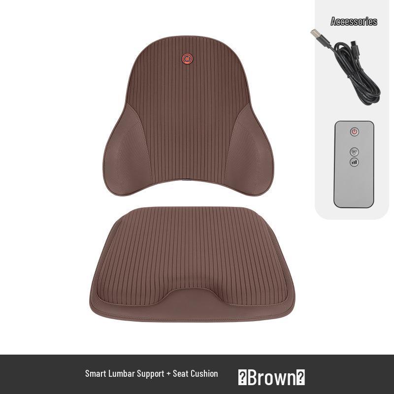 Electric Massage Lumbar Support Pillow - Memory Foam Car Seat Cushion with Remote Control.