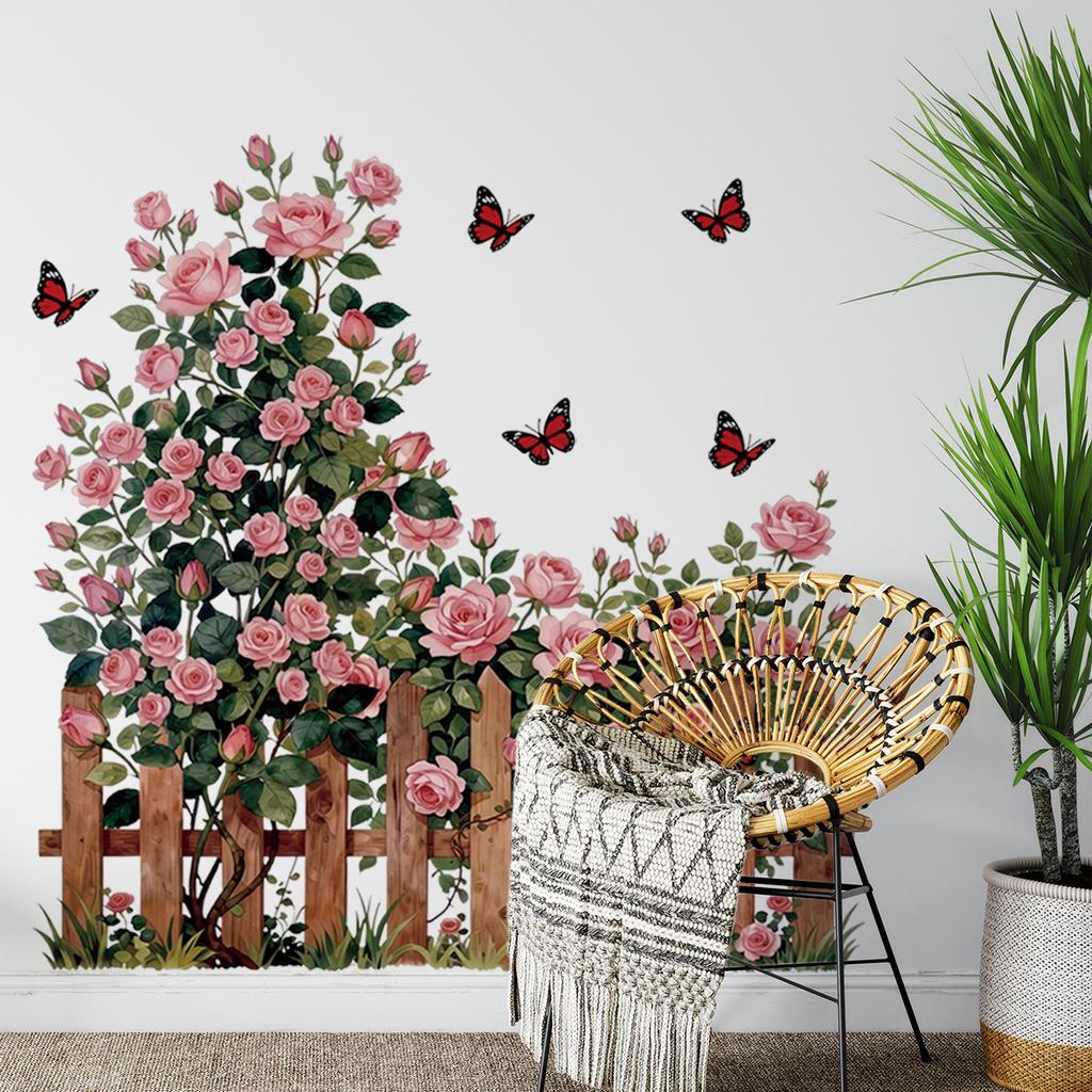 Rose Trellis Floral Wall Sticker Self-Adhesive Removable Waterproof Home Decor