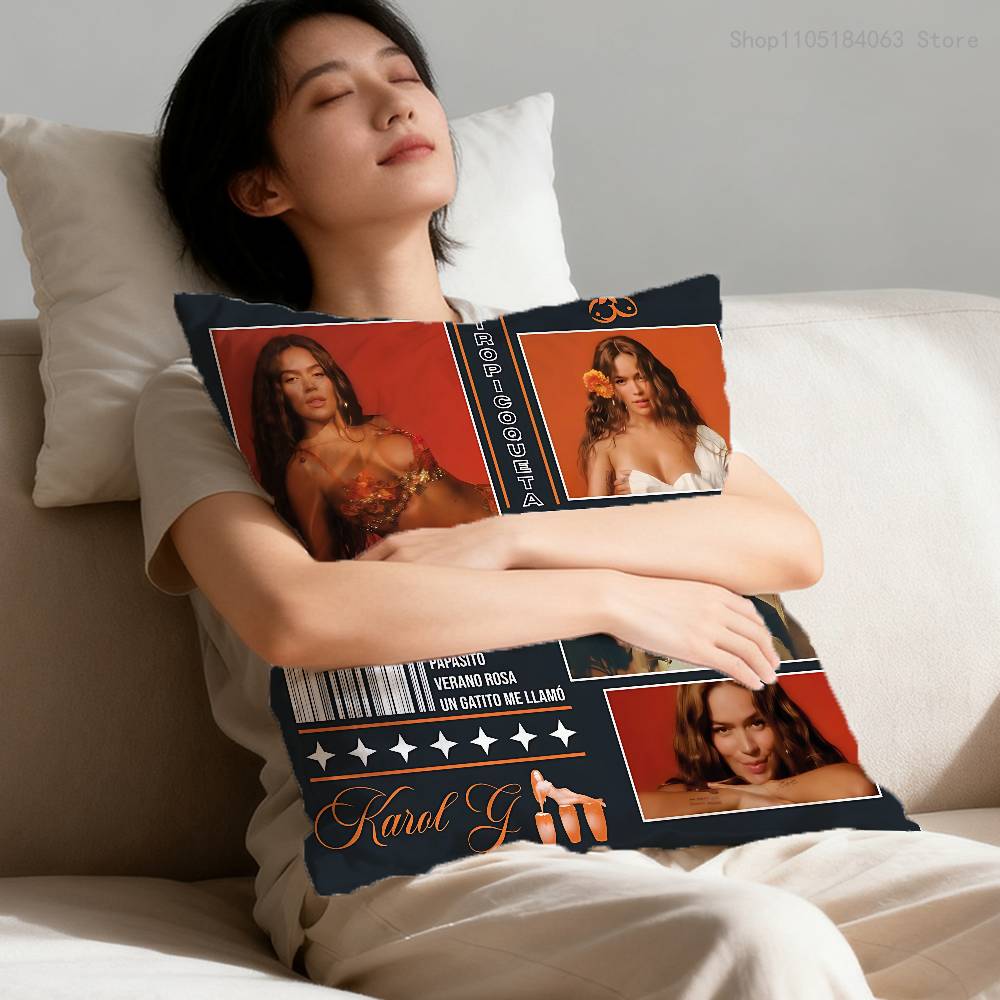 Manana Sera Bonito K-Karol G Pillow Case For Sofa Decor Car Office Room Printing Cushion Cover Decorations and Protector