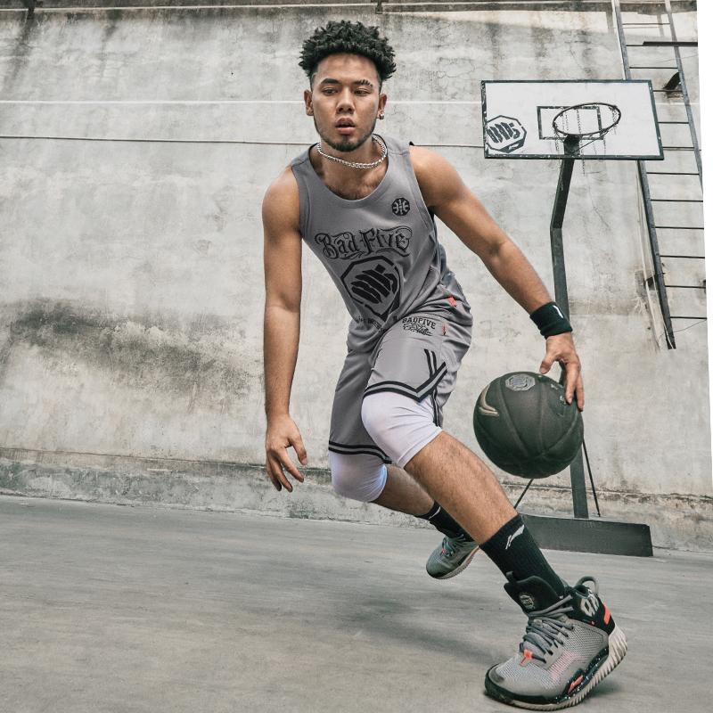 Li-Ning Badfive Elastic Waist Five-Point Shorts With Letter Print Men Shorts Shark-Gray AAPU205-3