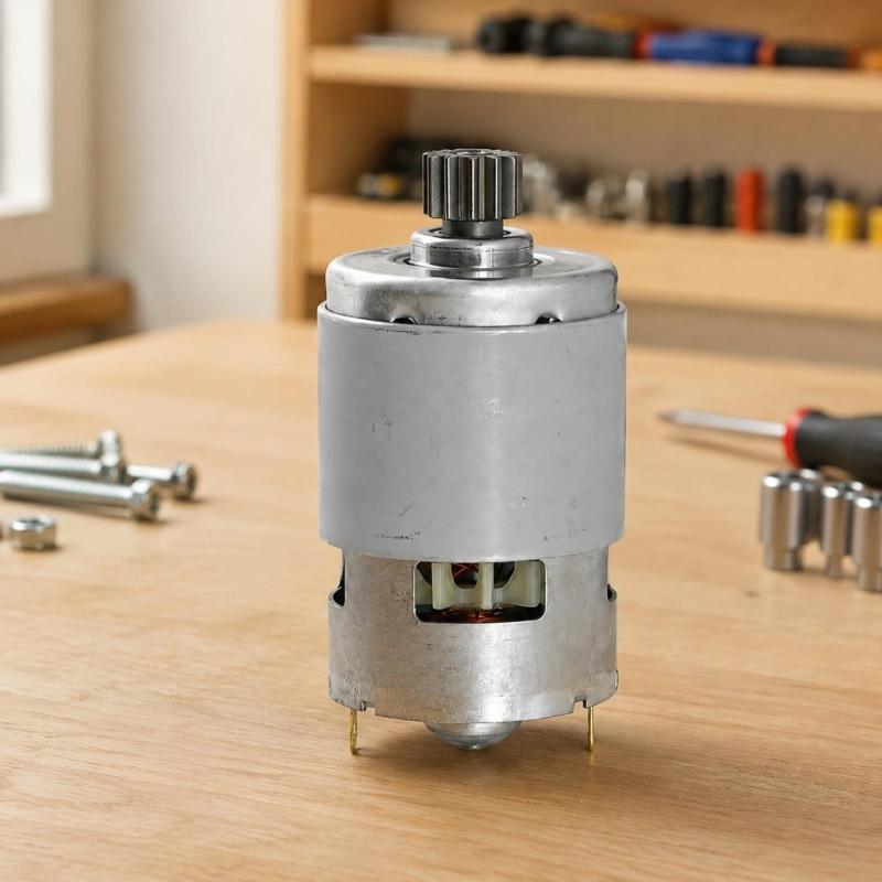 Replacement Grass Cutter Motor 21V 755 Type with 12 Tooth Output Gear, Metal Motor Body and Plastic Cover Section for Battery Equipment Repair Work