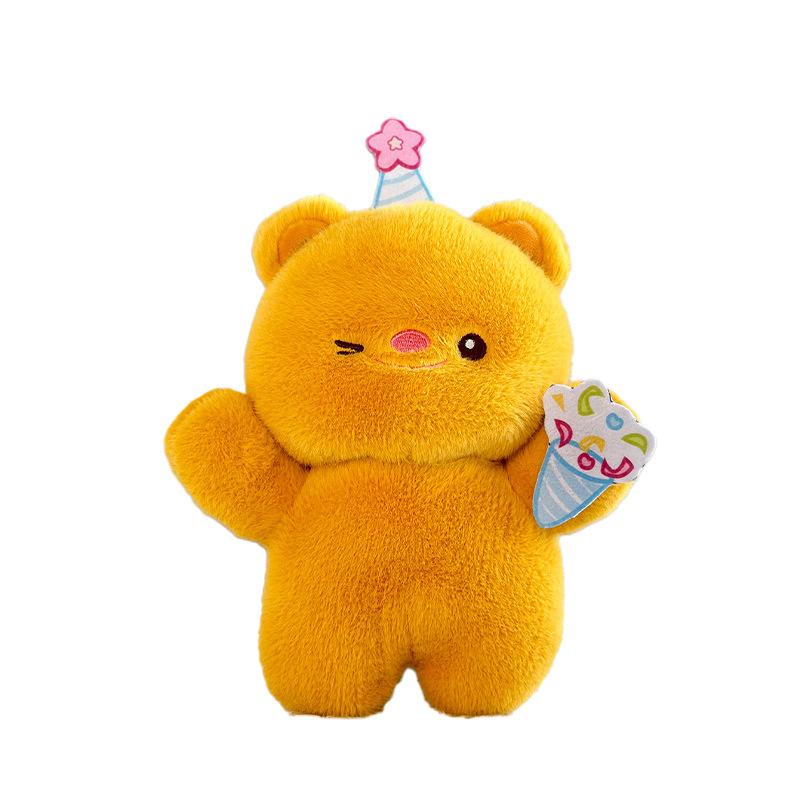 Cartoon Birthday Hat Puppy Doll Sprinkle Flower Bear Plush Toy Eight Inch Doll Grab Machine Doll Wedding Throw Sprinkle