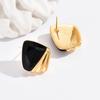 Fashionable Black Resin Spliced Diamond Earrings with A Trendy and High-end Feel, Personalized Earrings