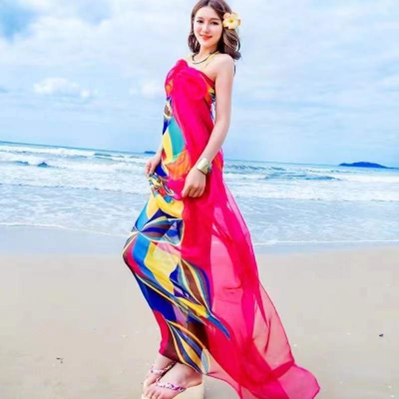 Women's Lightweight Silk Scarf - Spring/Fall Sun Protection, Extra Large Beach Towel & Dance Wrap
