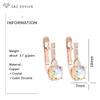Trendy Colorful Round Crystal Drop Earrings For Women Rose Gold Color Jewelry Stylish Eardrop Gift