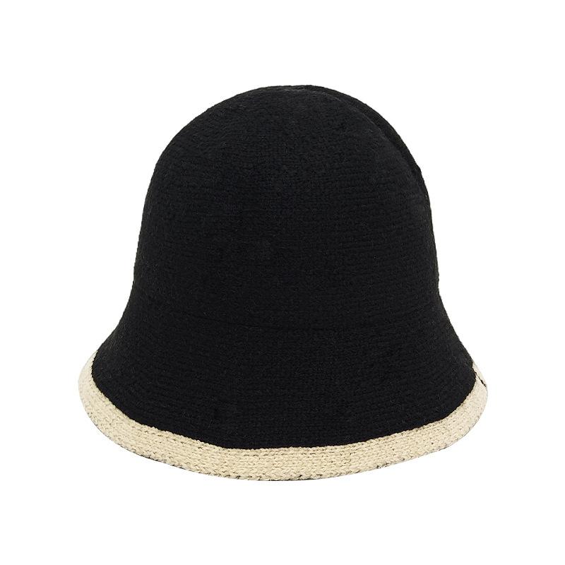 2025 new contrasting chenille bucket hat autumn and winter color matching knitted basin hat men and women lamb plush bucket hat