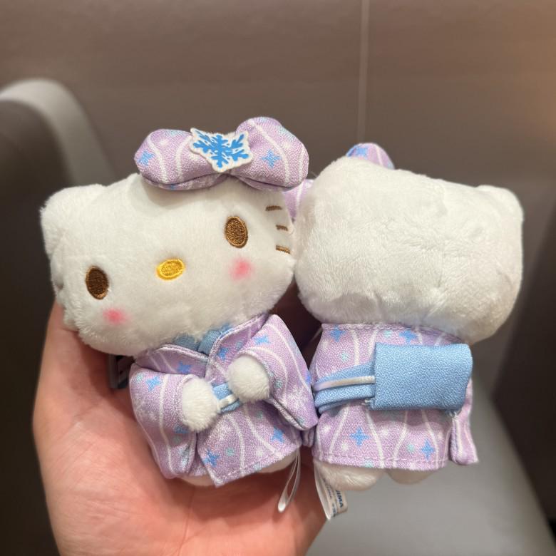 Cherry Blossom Striped Rose Cat Plush Toy Backpack Charm
