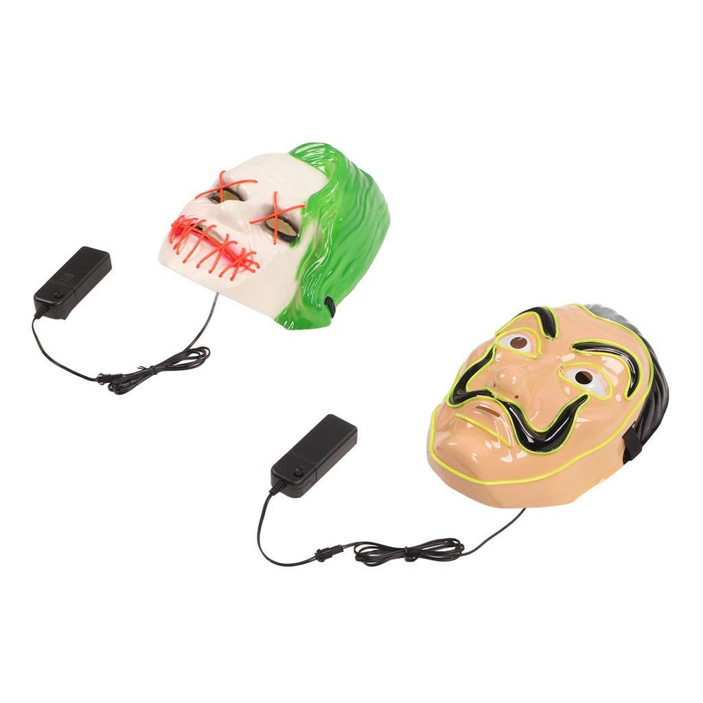 2PCS LED Face Cover 3 Lighting Modes El Safe Comfortable Light Up Halloween Face Cover for Party