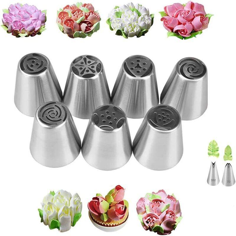 11-Piece Russian Style Piping Tips Set Stainless Steel Cake Frosting Decorations Baking Supplies