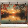 2D Beautiful Autumn Lake Sunset Photography Background
