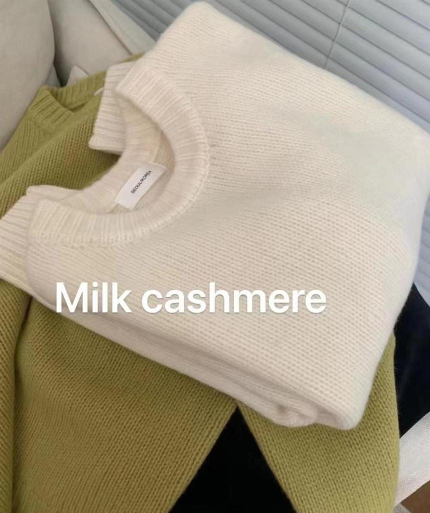 Women's Heavyweight Wool Cashmere Sweater - Round Neck, Thick, Loose Fit, Autumn/Winter Knit Top