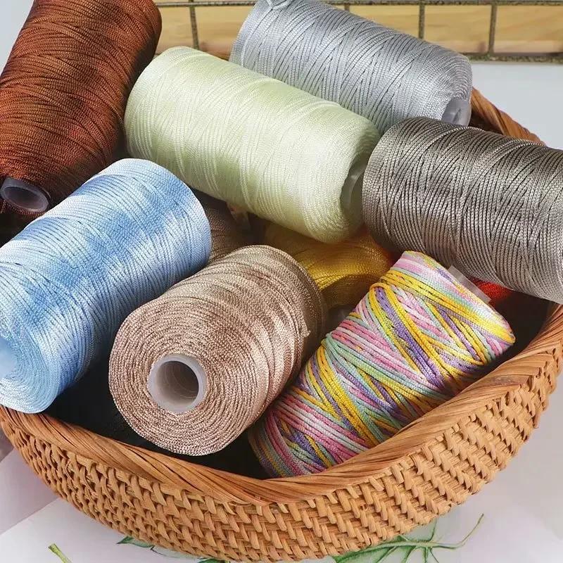 New Summer Crochet Yarn 1.5mm Thin Ice Cotton Thread for Hand Knitting Bag Hat Shoes 100g Hollow Line Colorful Nylon Cord