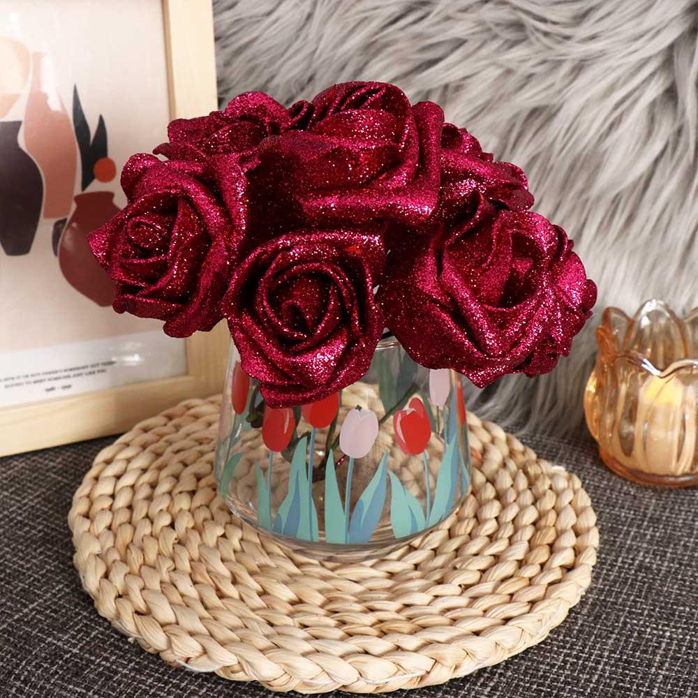 Party Decor Blue Roses Bride Bouquet Decoration Artificial Roses Foam Roses Artificial Flowers