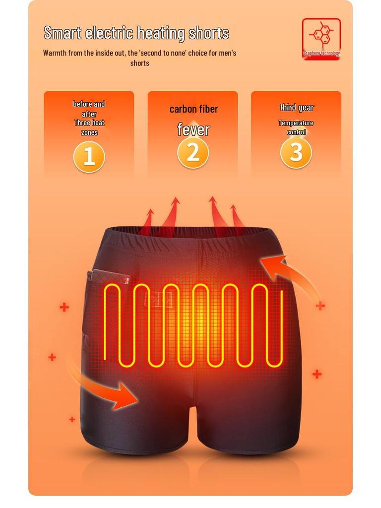 Men's Heated Thermal Underpants - Flat-Leg, Constant Temperature, Autumn/Winter.