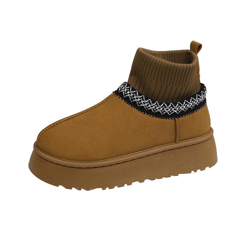 Retro Thick-soled Heightening Snow Boots for Women In Autumn and Winter 2025, New Piled Thickened Warm Casual Fluffy Cotton Shoes