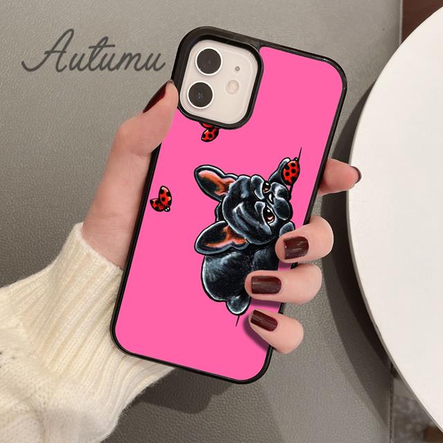 French Bulldog Cute Cartoon Phone Case for iPhone 11 12 13 14 Pro Max Mini X XR XS SE 2020 6S 7 8 Plus Samsung S21 S22 Shell