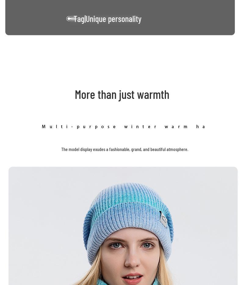 Gradient Korean-Style Knitted Hat Set: Warm, Thick, Cold-Proof with Ear Protection for Autumn & Winter
