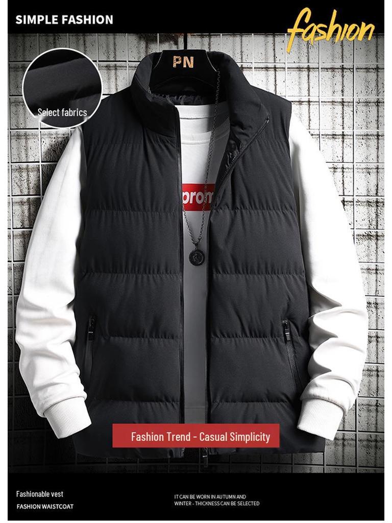 Men's Korean Style Cotton Vest – Trendy Sleeveless Jacket for Autumn and Winter