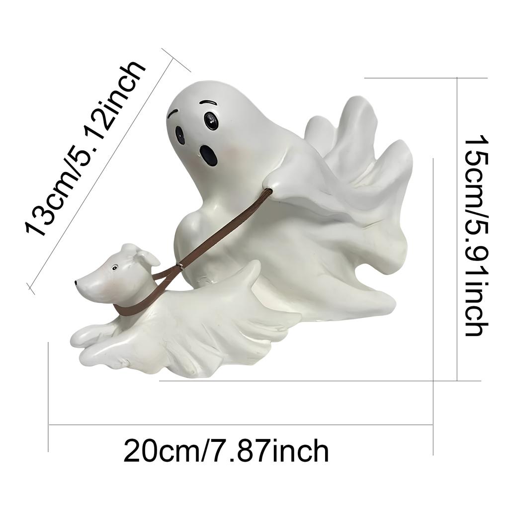 Halloween Ghost Walking Dog Statue Spooky Ghosts Figurine Ghost Dog Resin Figurine for Halloween Party