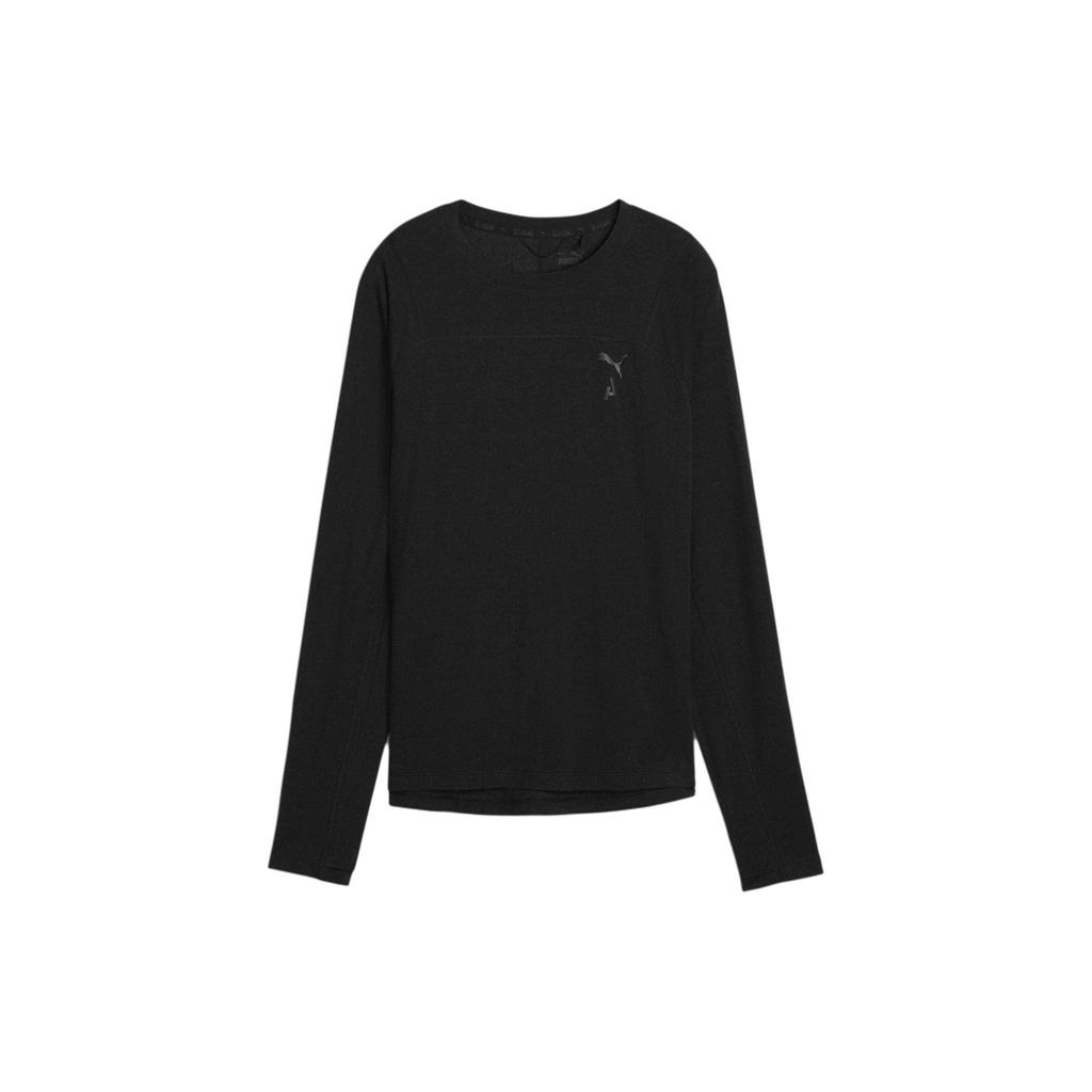 Puma Seasons Solid Color Casual Breathable Round Neck Long Sleeve T-Shirt Women Tops Black 524972-01