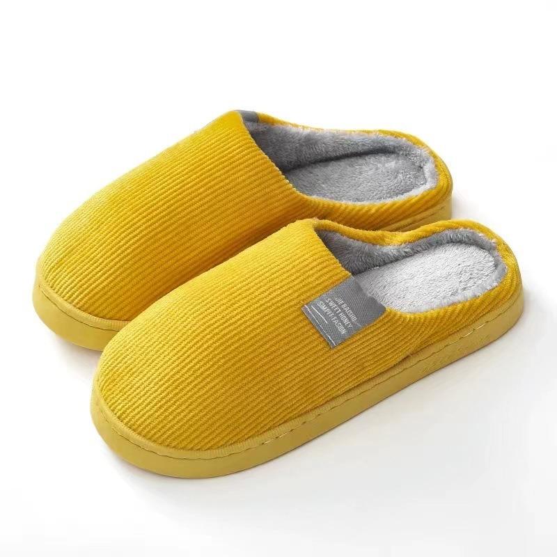 Supermarket autumn and winter cotton slippers female couple indoor household non-slip warm plush slippers