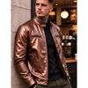 New men's stand-up collar PU leather jacket slim locomotive jacket autumn business casual ruffian handsome jacket