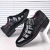 Summer Leather Sandals Hole Leather Shoes Bag Head Hollow Father Breathable Leisure