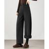 TERRE BLEUE Women's Fleece-Lined Tweed Wide-Leg Straight Pants