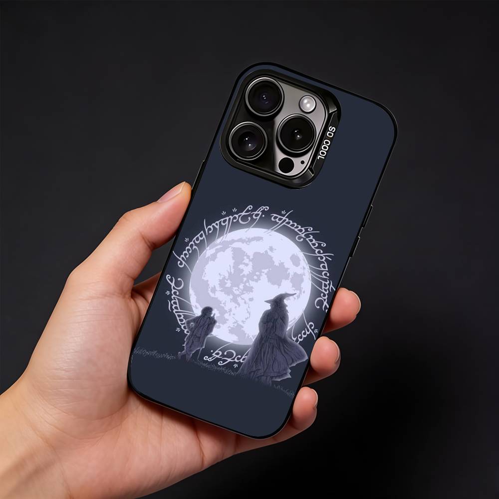 L-Lord of the R-Rings Map Logo Phone Case For iPhone17, 16,15,14,13,12 Pro Max Black Candy Matte Shockproof Cover