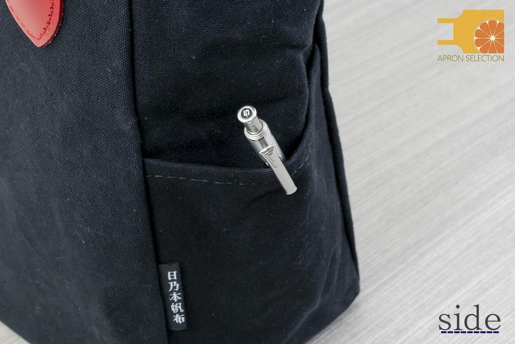 Hinomoto Canvas Tote Bag with Leather Handles, Mini Size, Black