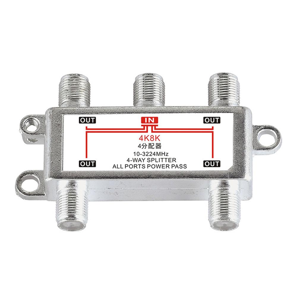 10-3224MHz SP-04 Splitter 4-fach Satellitenantennen-Kabelfernsehverteiler F-Typ 4K8K TV-Geräte Signalempfänger für SATV/CATV