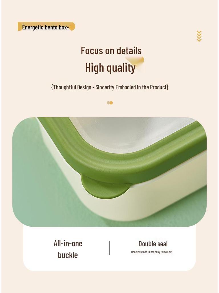 Microwaveable Bento Lunch Box with Utensils & Dressing Container