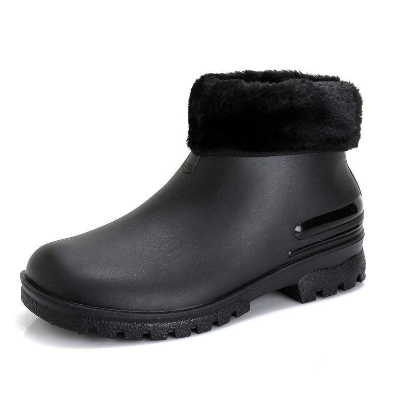 Couple Men's and Women's Short Tube Low-top Rain Shoes Women's Waterproof, Non-slip and Wear-resistant Kitchen Shoes Work Shoes Warm and Velvet Rubbe
