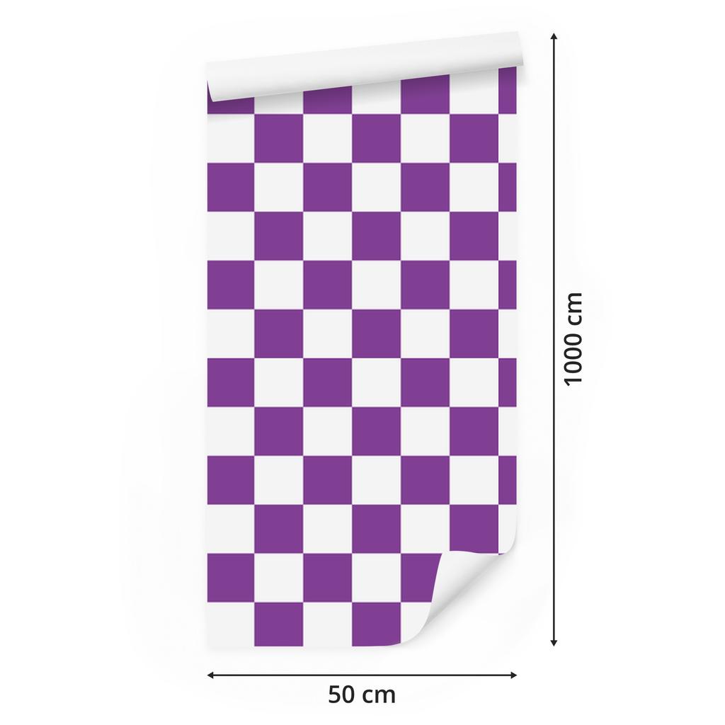 Checkerboard Wallpaper Purple for Living Room and Bedroom 50x1000
