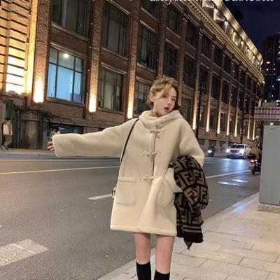 Thickened Winter Lambskin One-piece Hooded Coat, Thickened Loose Korean-style Cotton-padded Jacket