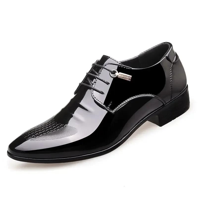 FashionPointed Toe Brown Dress Shoes Man Black Social Shoe for Men Italian Cheap Clearance Legitimate Leather 39 High Quality Fashion